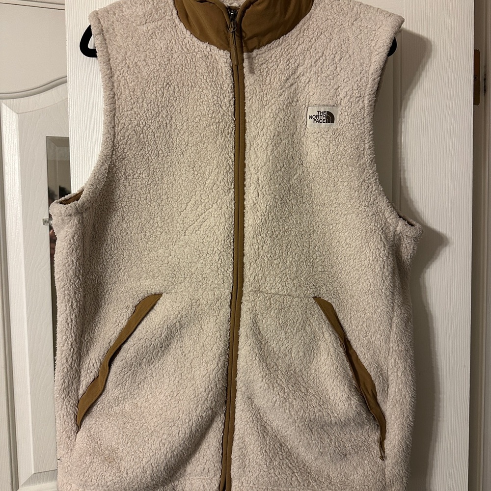 The North Face Cream and Tan Fleece Vest